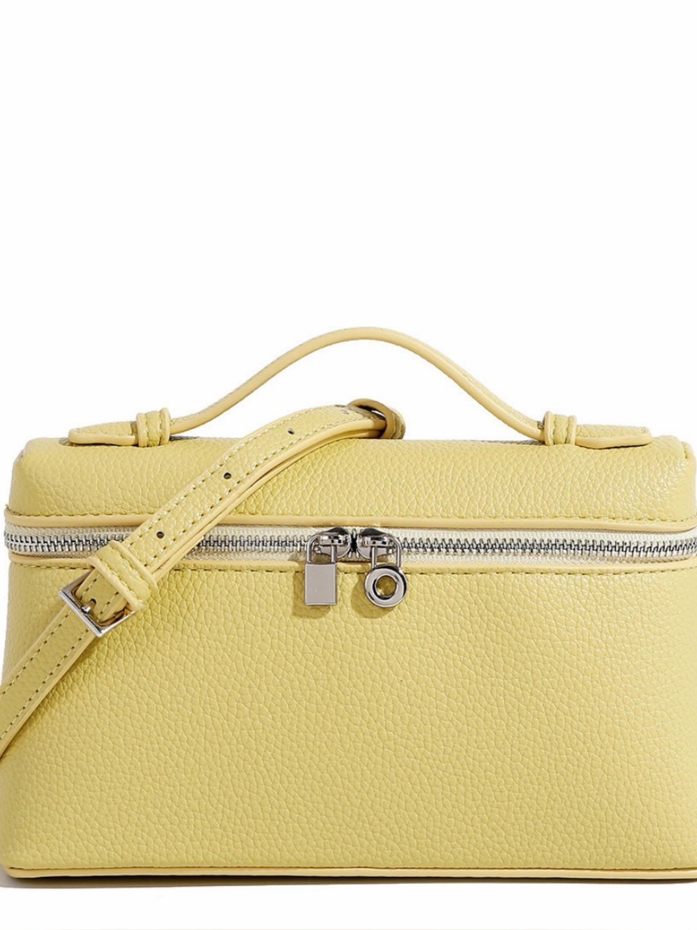 A Classy Chic Boutique Pebbled Mini Top-Handle Bag in Pastel Yellow